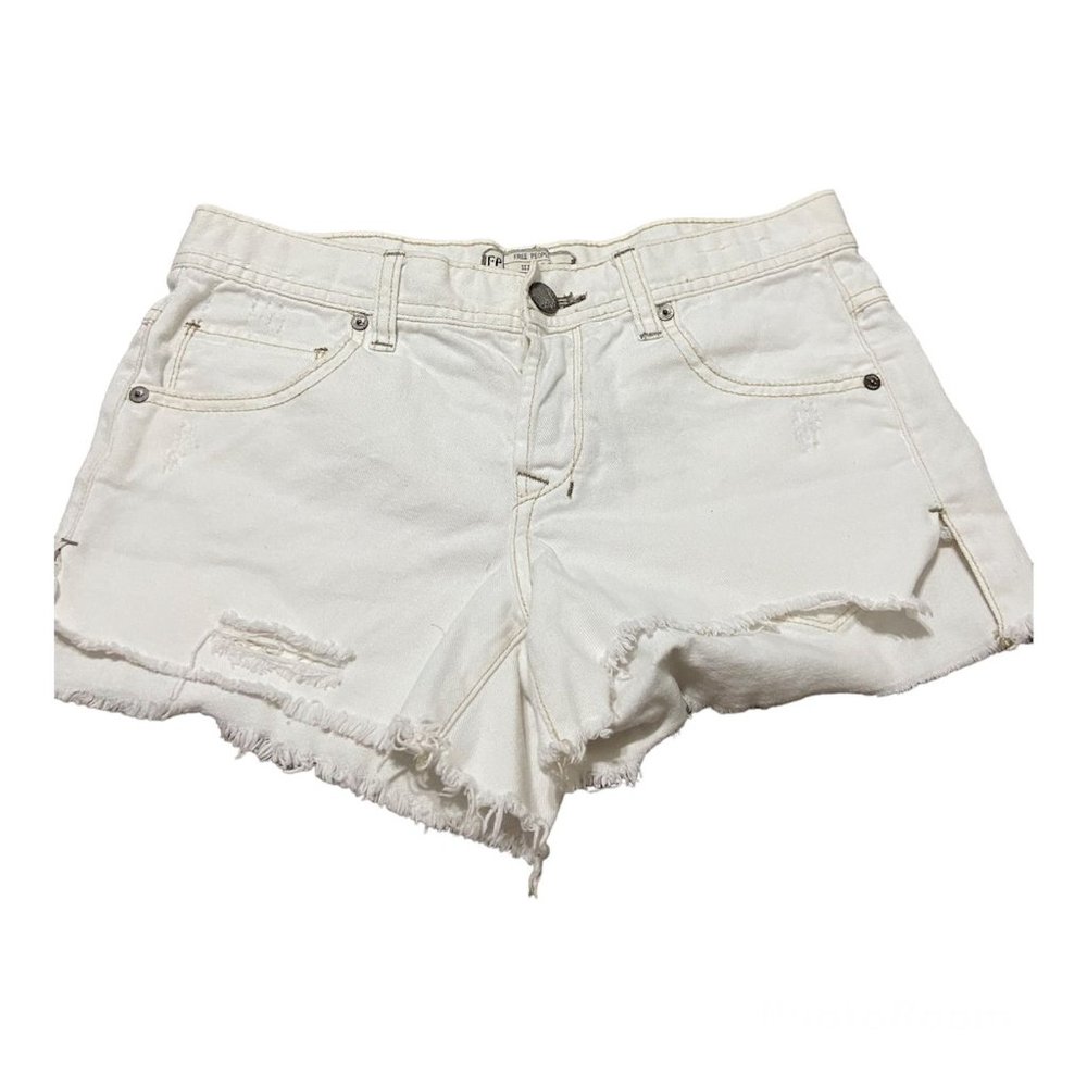 Free People Womens Sz 25 White Denim Short Shorts Sz 25